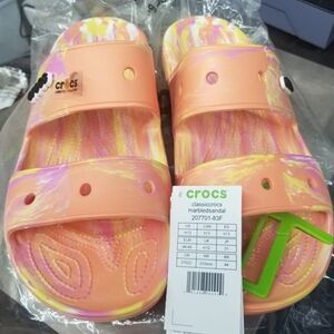 Crocs Classic Marbled Slides - Orange - Unisex Size m13 - New